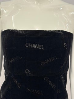 Chanel 2022 black velvet and sequins corset bustier dress