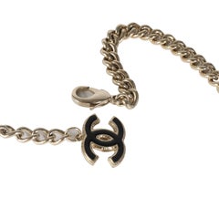 Chanel 2022 Black & White Enamel Gold Plated Logo Belt