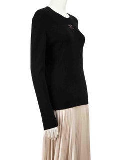 Chanel 2022 Black Wool Knit Tweed CC Logo Jumper Size XXXL