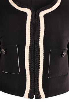 Chanel 2022 Cruise Black Braided Fitted Bolero Jacket