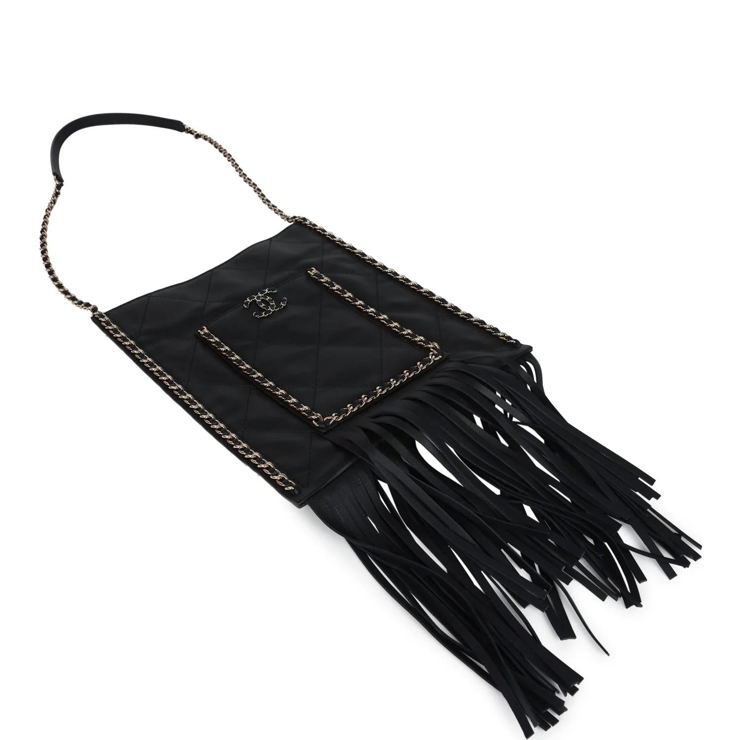 Women's or Men's Chanel 2022 Cruise Small Fringe Crossbody Hobo Quilted Classic Bag For Sale