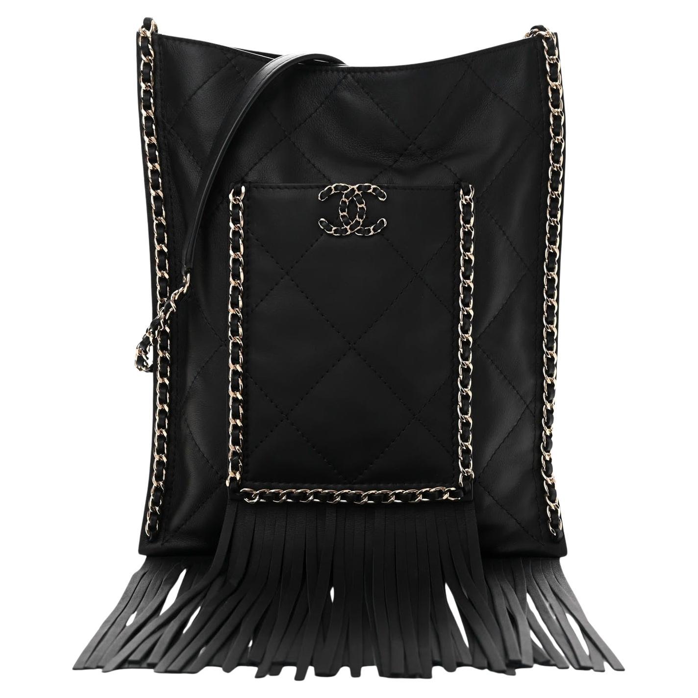 Chanel 2022 Cruise Small Fringe Crossbody Hobo Quilted Classic Bag For Sale