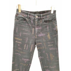 Chanel 2022 Graffiti Logo Printed Denim Jeans - Size 36
