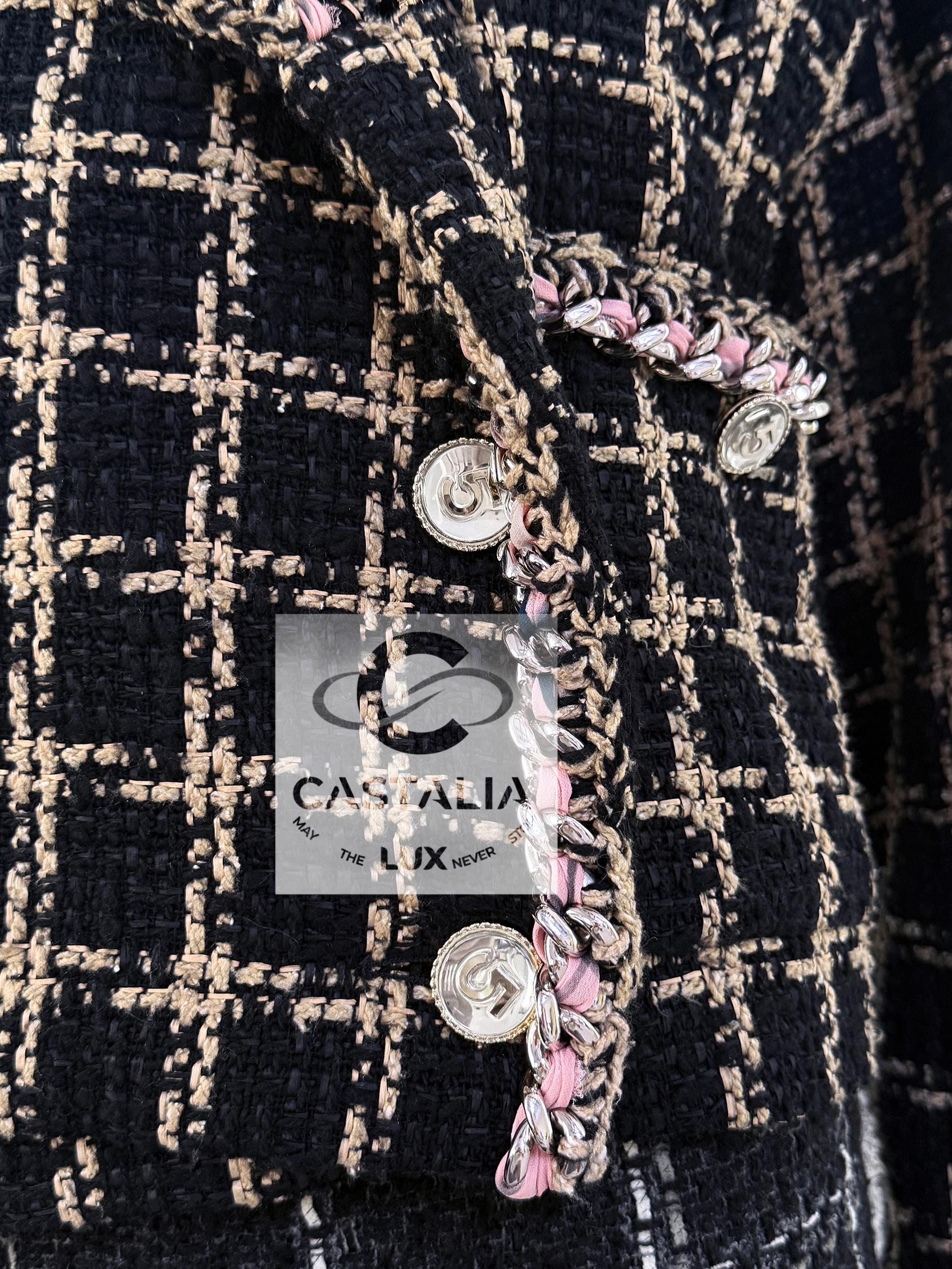 Chanel 2022 Campaña publicitaria icónica Chaqueta de tweed negra 36 FR 5