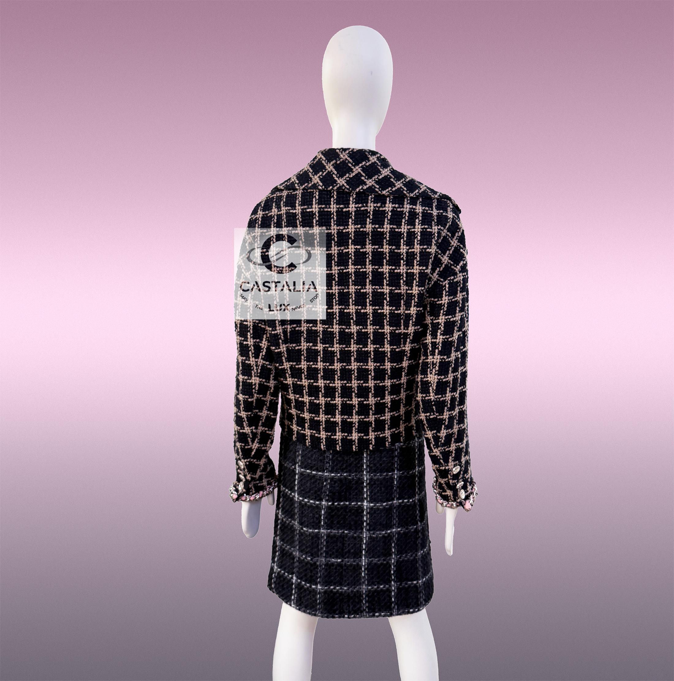 Chanel 2022 Campaña publicitaria icónica Chaqueta de tweed negra 36 FR 9