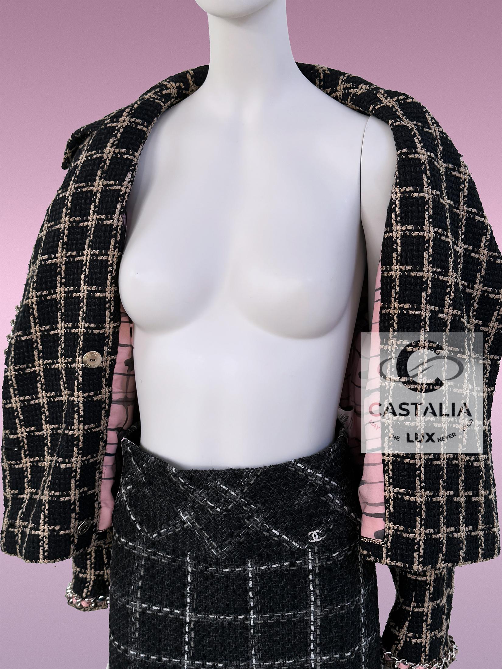 Chanel 2022 Campaña publicitaria icónica Chaqueta de tweed negra 36 FR 10