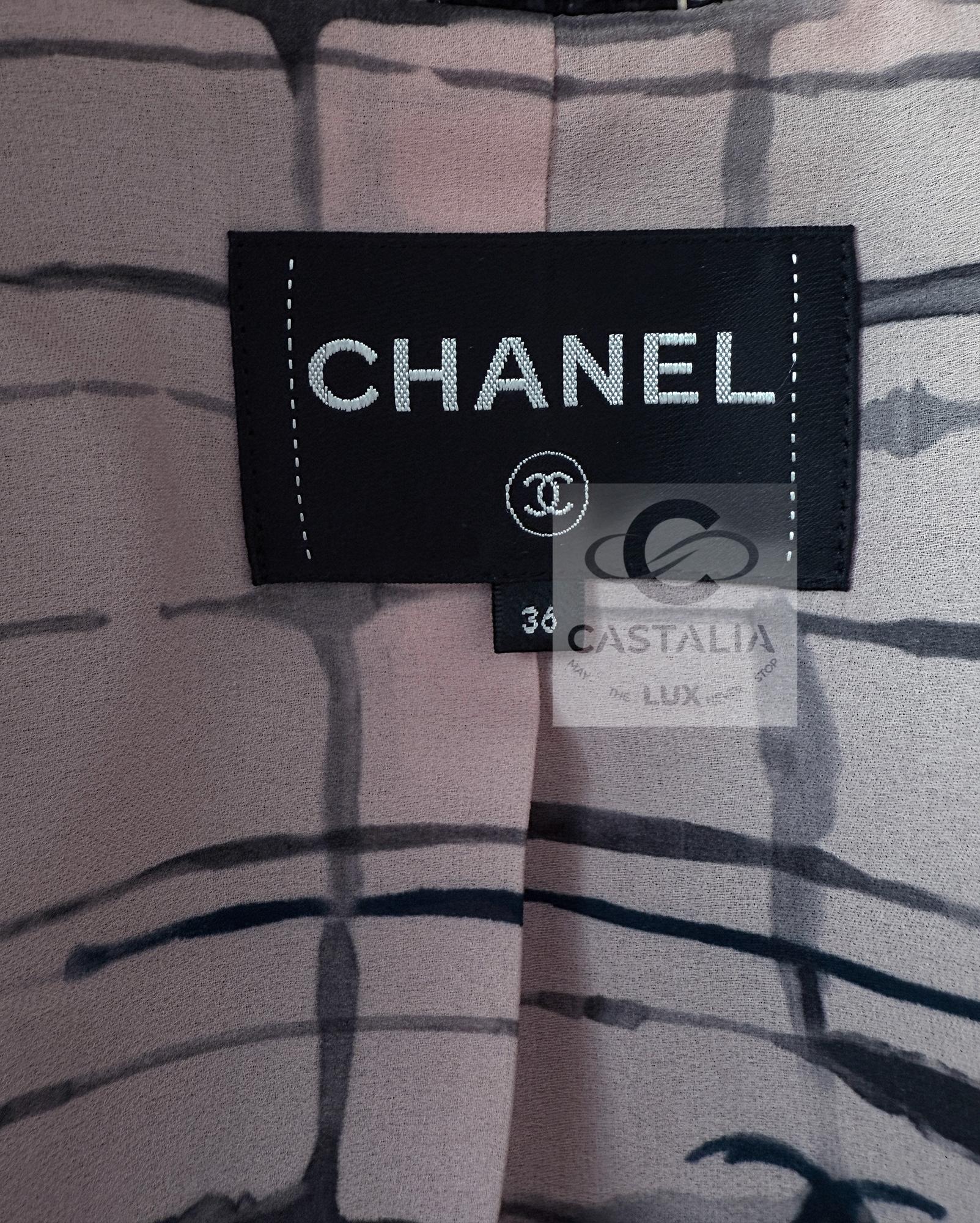 Chanel 2022 Campaña publicitaria icónica Chaqueta de tweed negra 36 FR 11