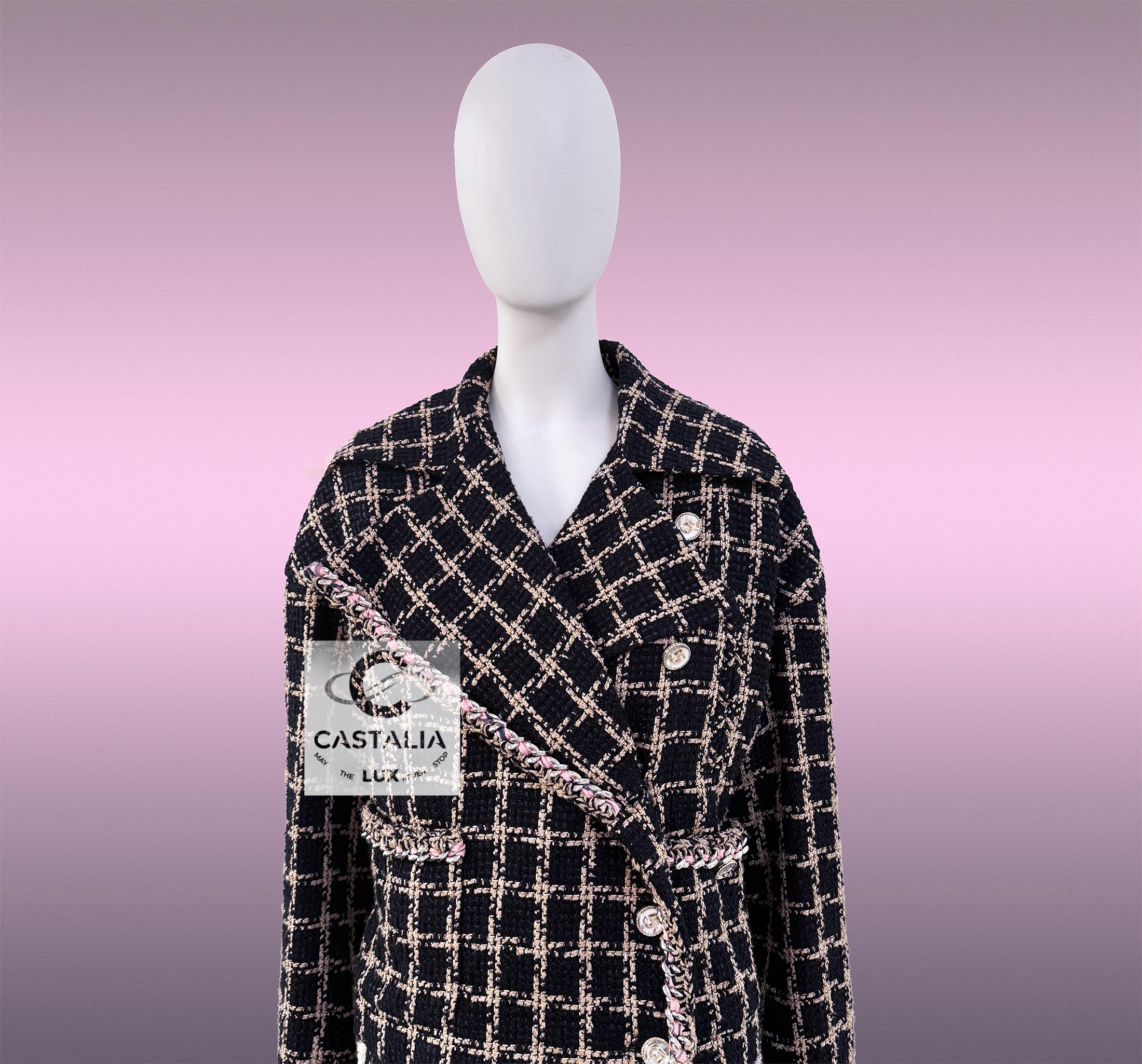 Chanel 2022 Campaña publicitaria icónica Chaqueta de tweed negra 36 FR 3