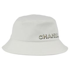 Chanel 2022 Logo Embellished Cotton Twill Bucket Hat Medium