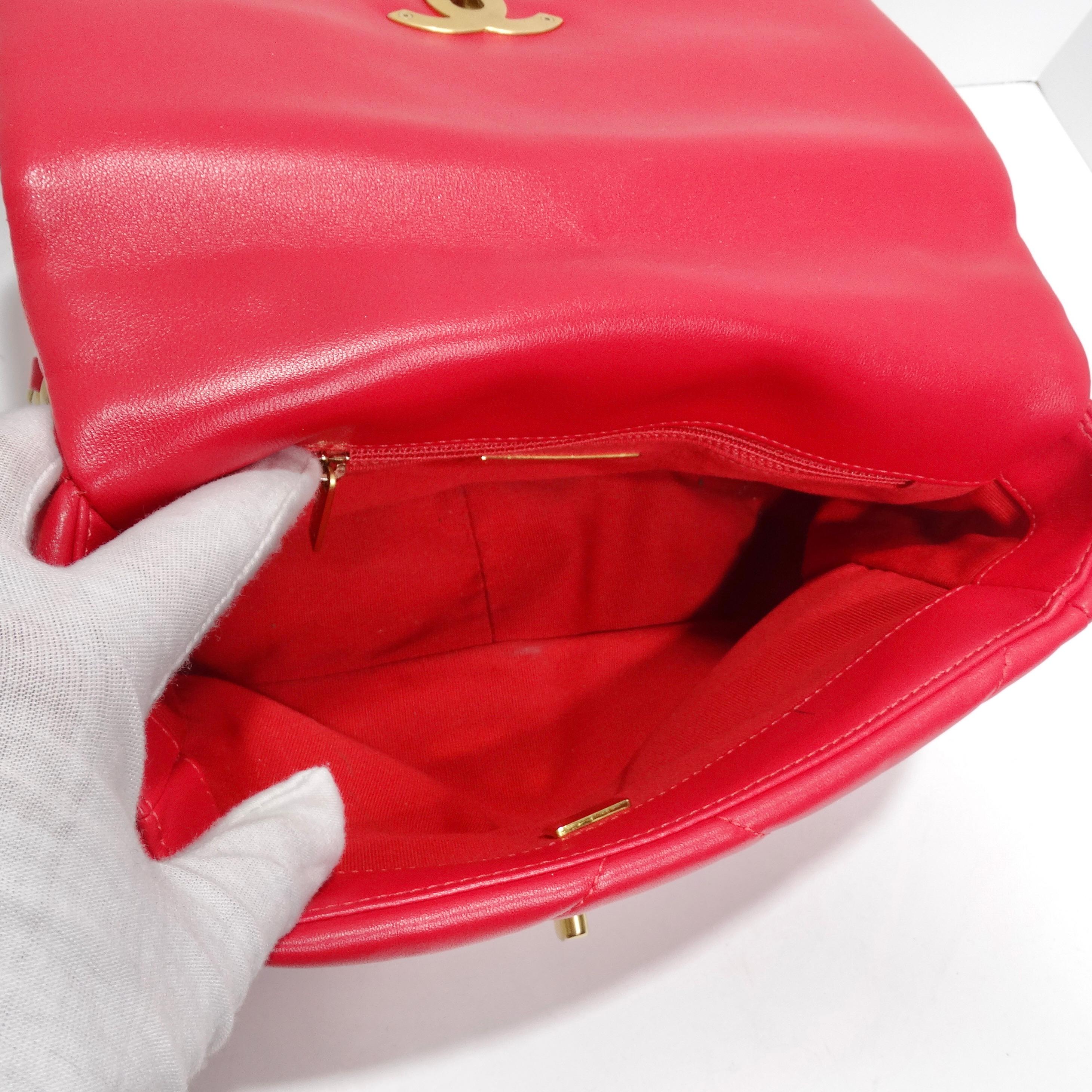Chanel 2022 Medium 19 sac à rabat rouge en vente 5