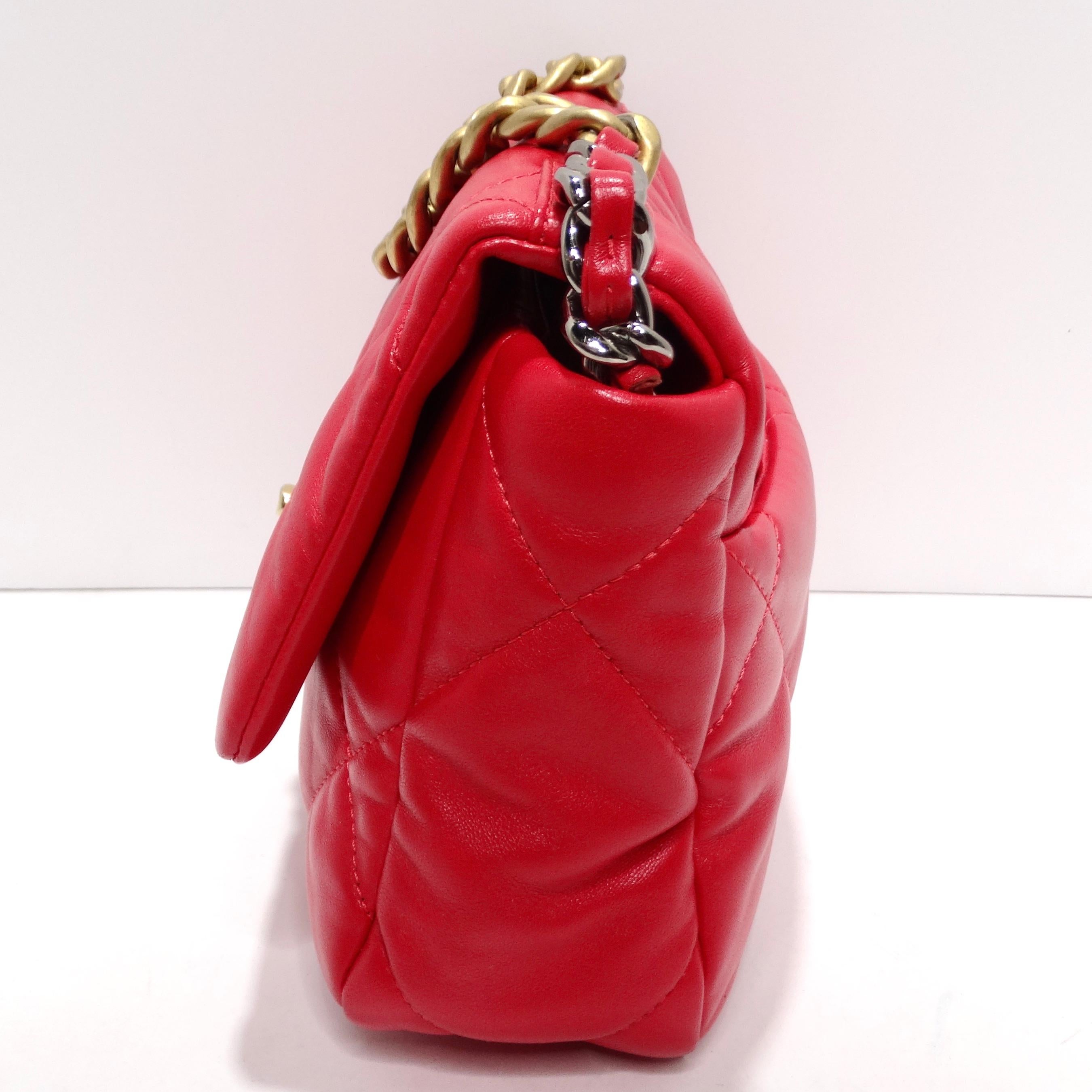 Chanel 2022 Medium 19 sac à rabat rouge en vente 2