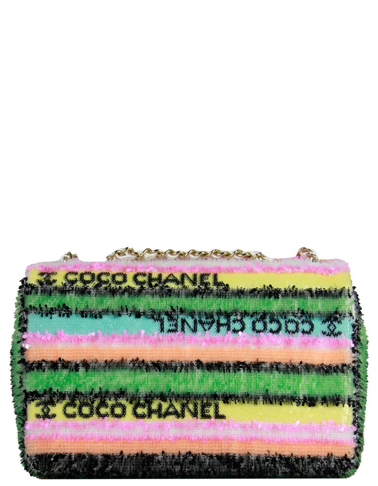 Chanel 2022 Multicolor Pastel Sequin COCO Mini Flap Bag at 1stDibs