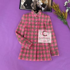 CHANEL 2022 New Iconic Ad Campaign Pink Tweed Jacket 34 FR