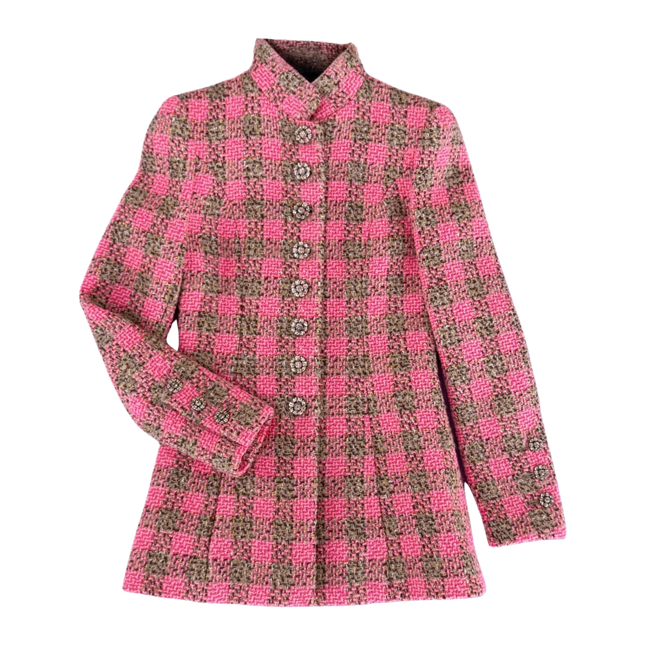 CHANEL 2022 New Iconic Ad Campaign Pink Tweed Jacket 34 FR