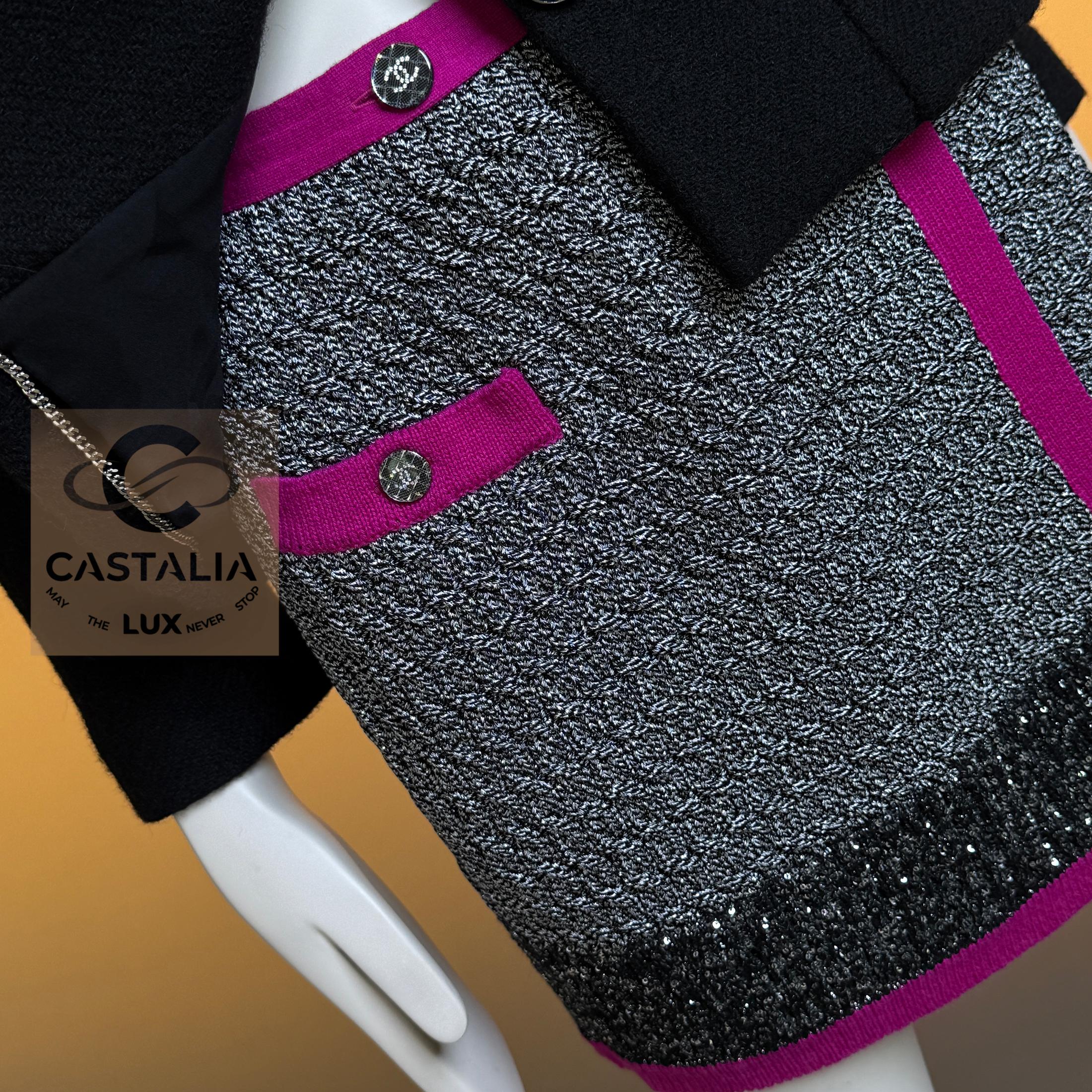 CHANEL 2022 Nueva chaqueta intemporal de tweed negro 38 FR en venta 10