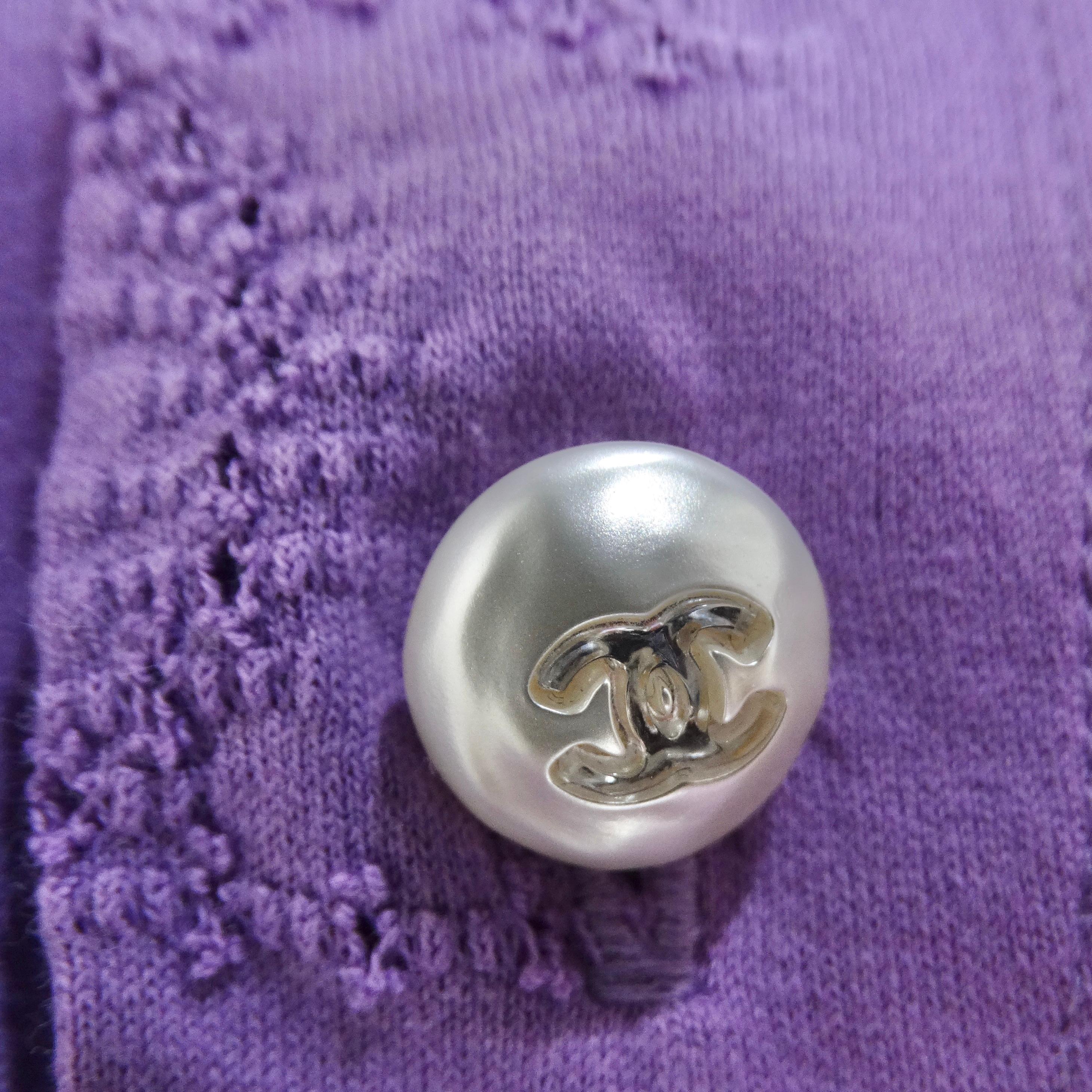Chanel 2022 Purple CC Logo Faux Pearl Shorts 5