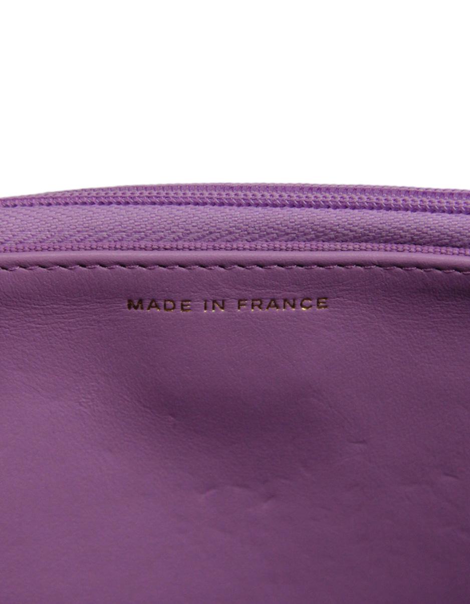 Chanel 2022 Purple Quilted Caviar Leather Wallet On Chain WOC Crossbody Bag For Sale 4