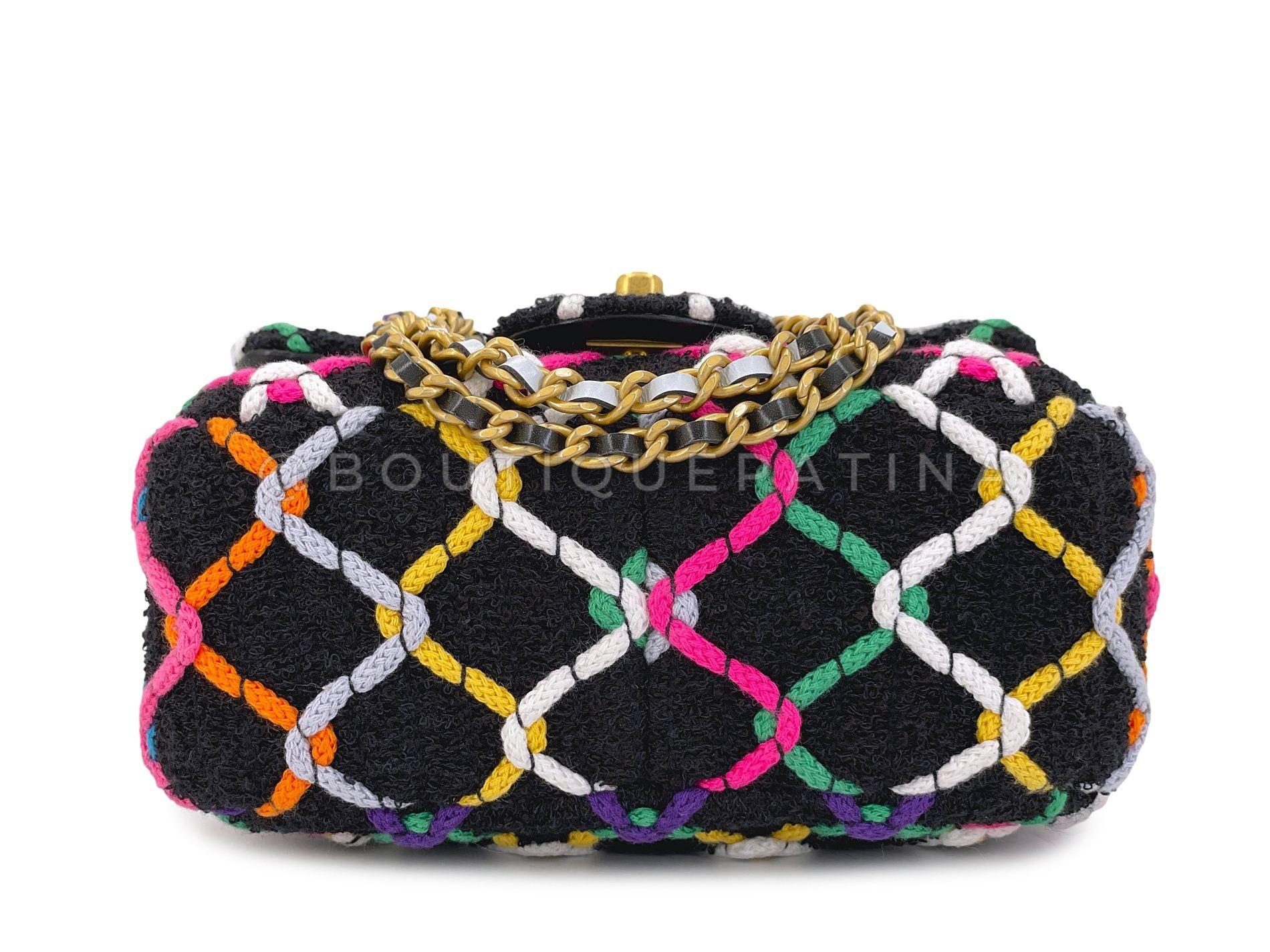 Chanel 2022 Rainbow Roped Square Mini Pearl Crush Flap Bag GHW 67900 For Sale 2
