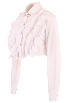 Chanel 2022 Ruffled White Cropped Shirt
