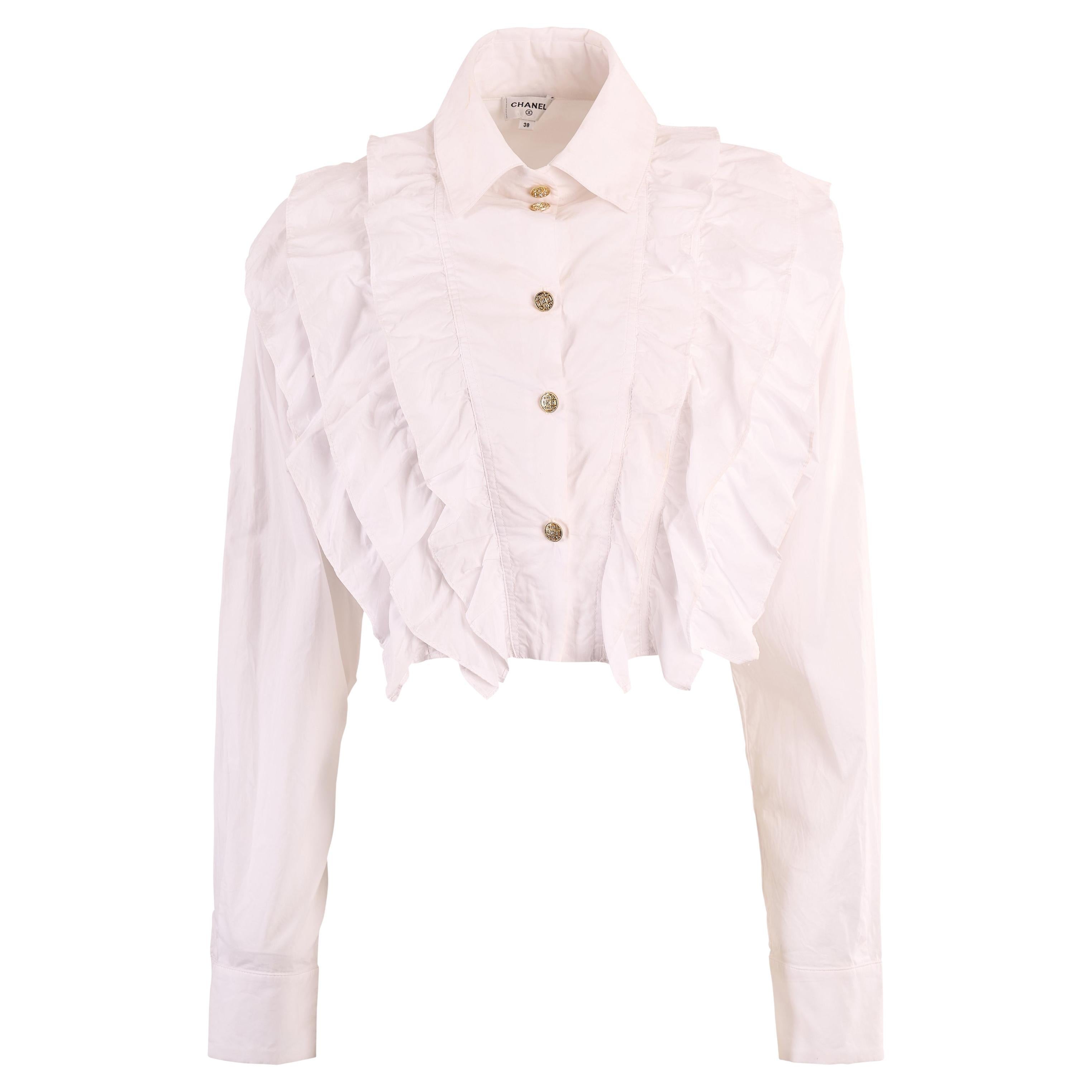 Chanel 2022 Camisa blanca con volantes