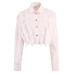 Chanel 2022 Ruffled White Cropped Shirt