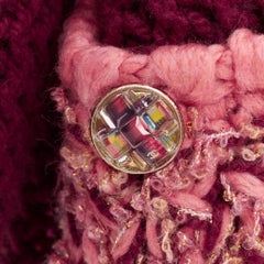 CHANEL 2022 Runway 100% cashmere burgundy pink tweed 4 pockets cardigan FR34 XS