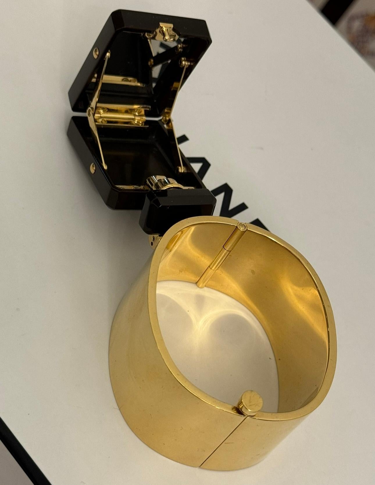 Chanel 2022 runway cuff bracelet featuring a micro minaudière with mirror For Sale 3