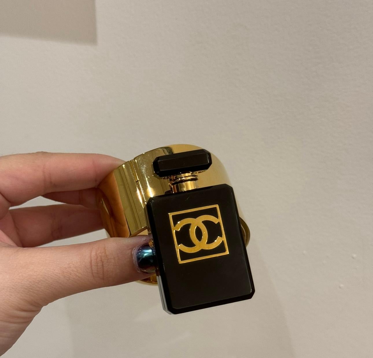 Chanel 2022 runway cuff bracelet featuring a micro minaudière with mirror For Sale 5