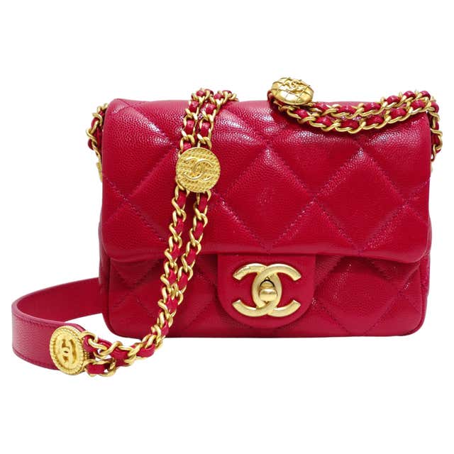 Chanel Coral Pink Velvet and Leather Quilted Crossbody 