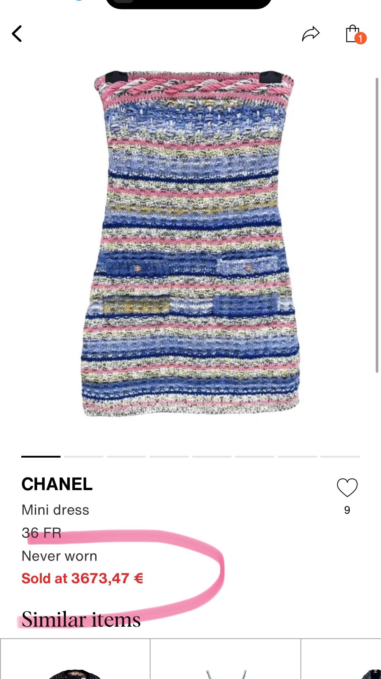 Stunning Chanel multicolour tweed dress from 2021 / 2022 Spring Collection,
- CC logo buttons
Size mark 38 FR. never worn.