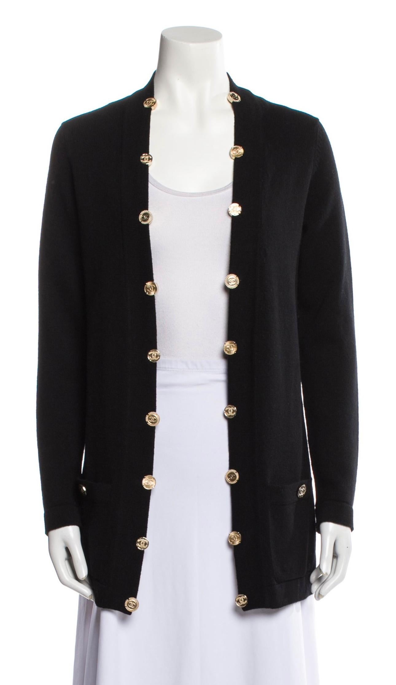 Women's or Men's Chanel 2022 Spring New CC Buttons Black Cashmere Cardigan