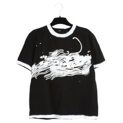 Chanel 2022 T Shirt Croisiere FR38 Black Cotton Painted Resort Top UK10 US6 or 8