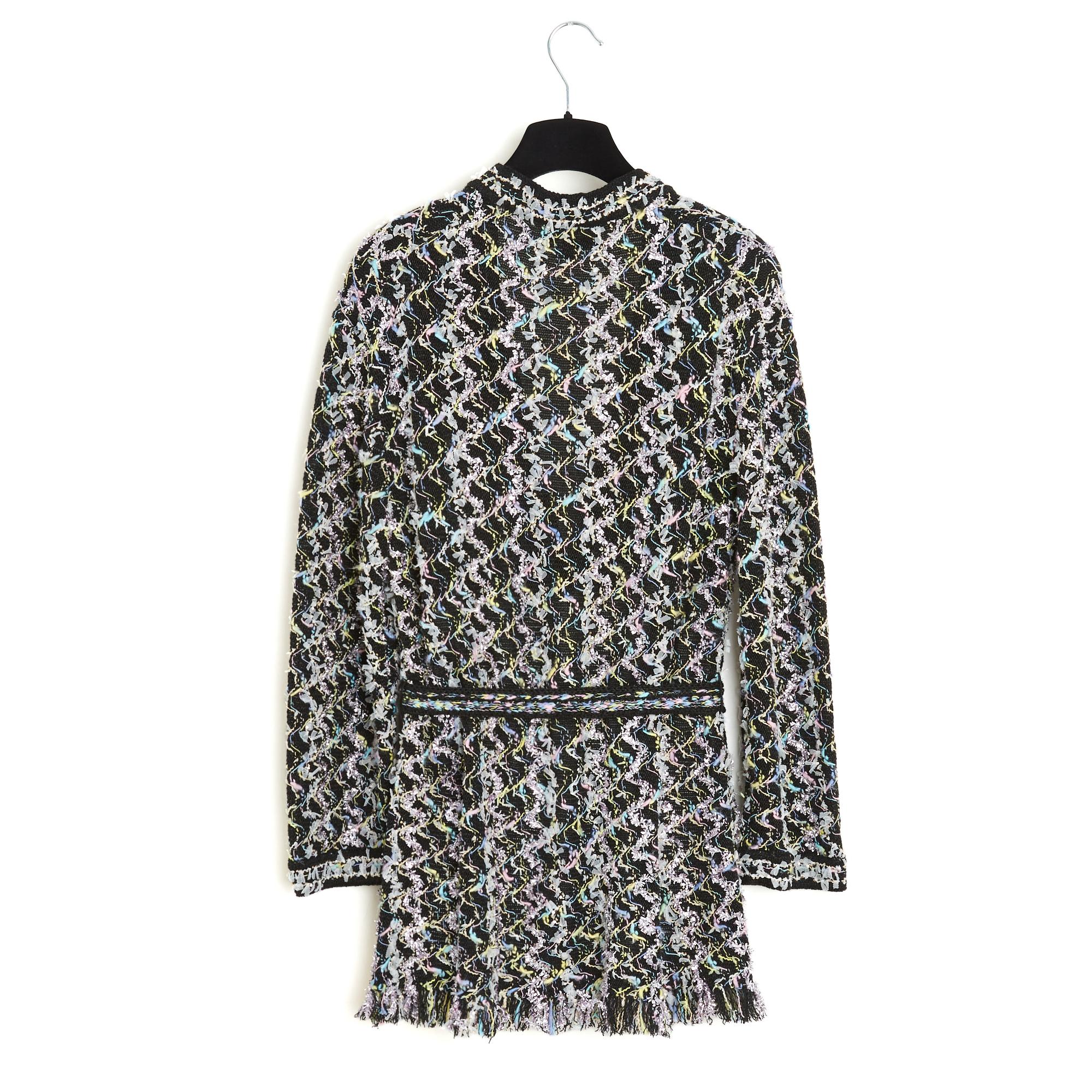 Chanel 2022 Veste Gilet FR38 Nero Silver Tweed Knit Cargigan Jacket UK10 US8 3