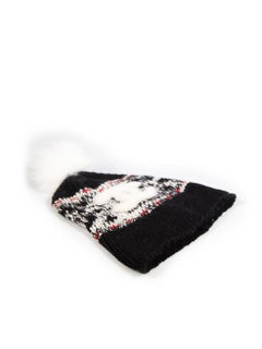 Chanel 2022 Wool Knit Shearling CC Pom Pom Beanie
