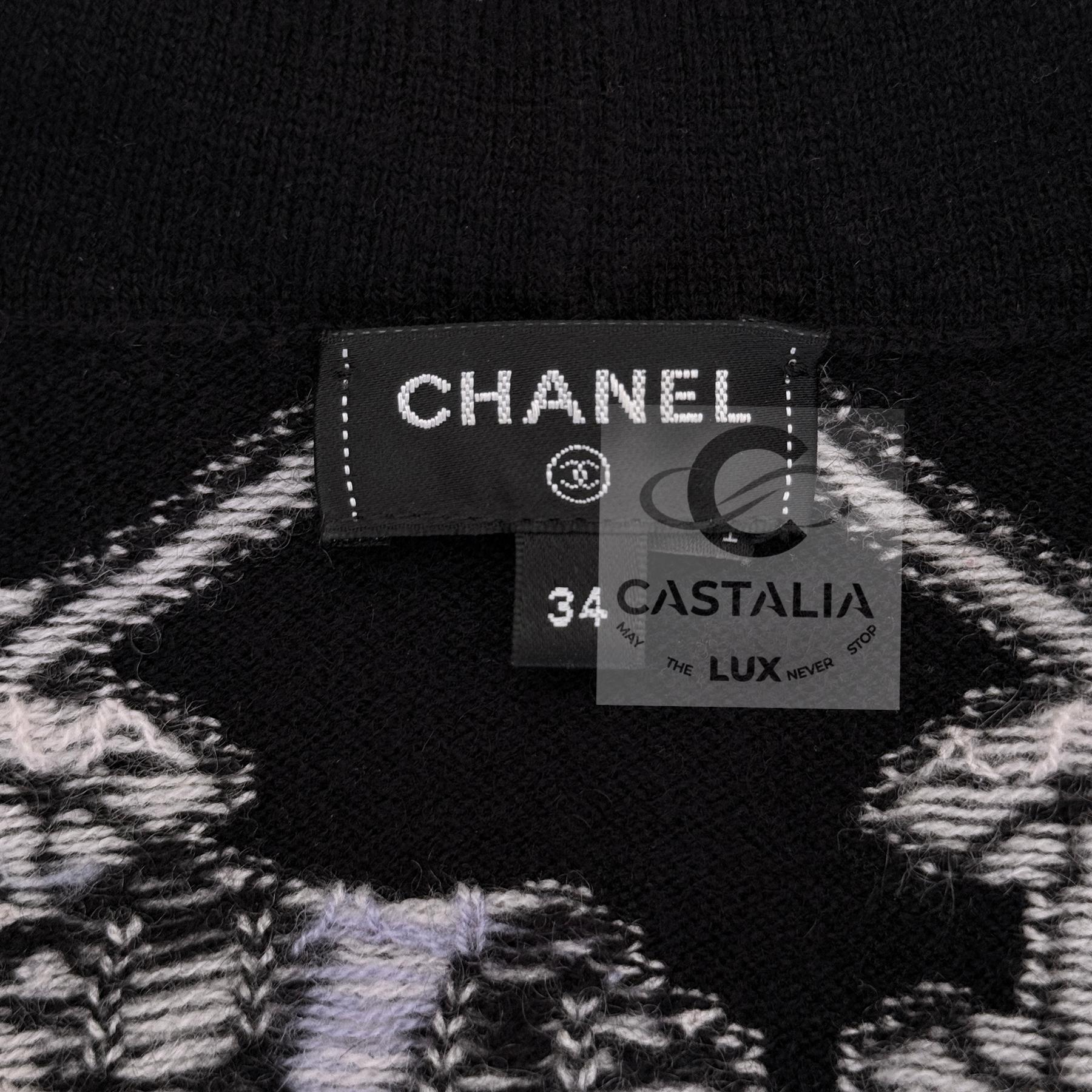 Chanel 2023 Schwarz Kaschmir Strickjacke Hoodie CC Logo 34 FR im Angebot 13