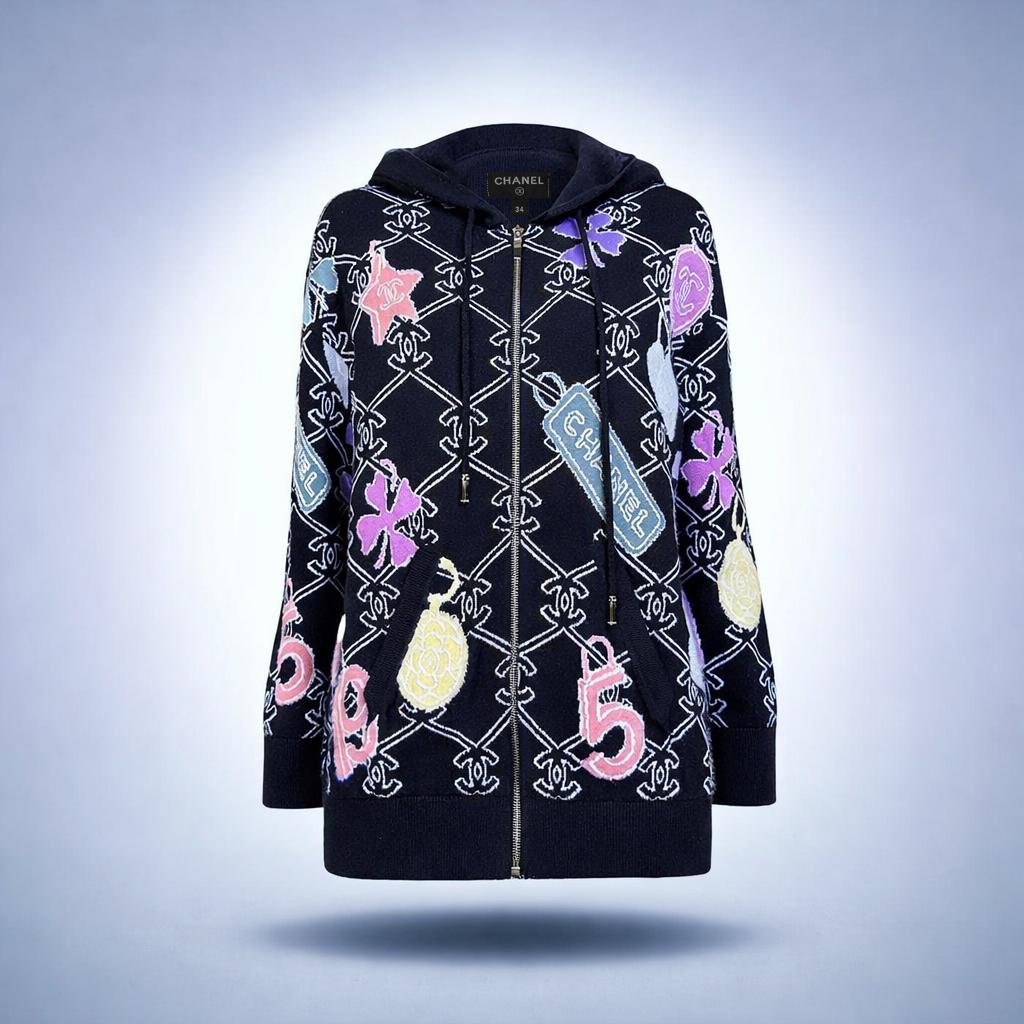 CHANEL 2023 Cárdigan Cachemira Negro Sudadera CC Logo 34 FR en venta