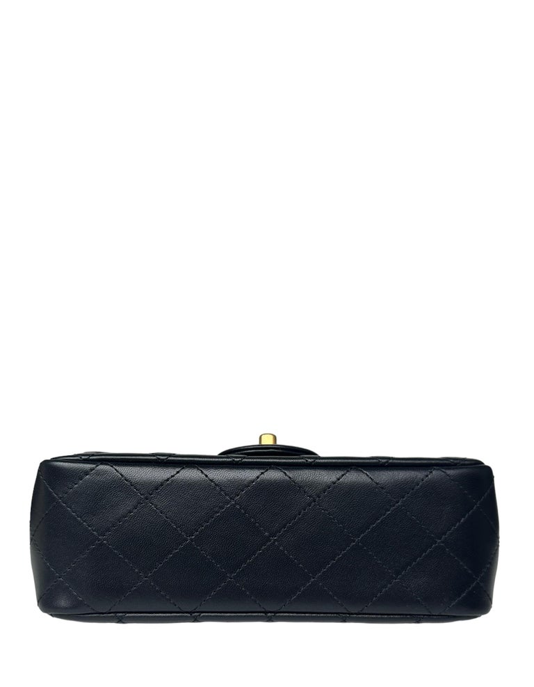 Chanel 2023 Black Lambskin Quilted Rectangular CC Pearl Crush Mini Flap Bag  For Sale at 1stDibs