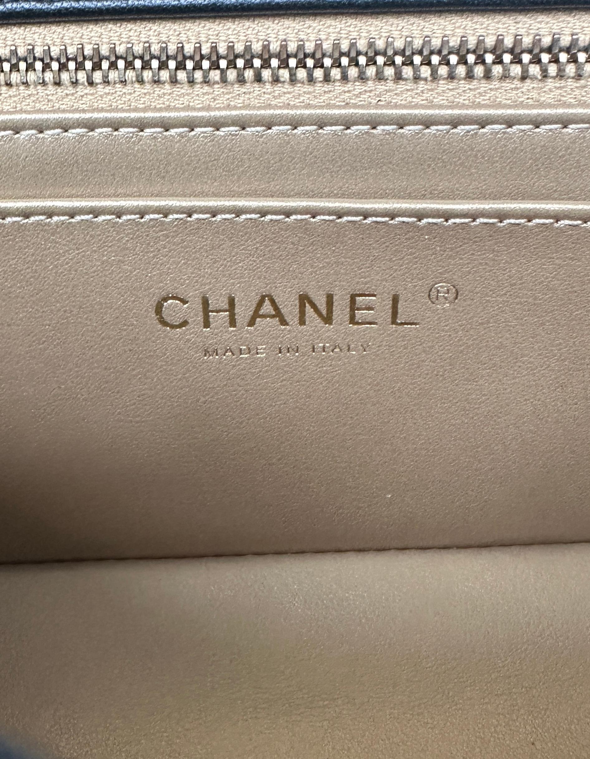 Women's Chanel 2023 Black Lambskin Quilted Rectangular CC Pearl Crush Mini Flap Bag