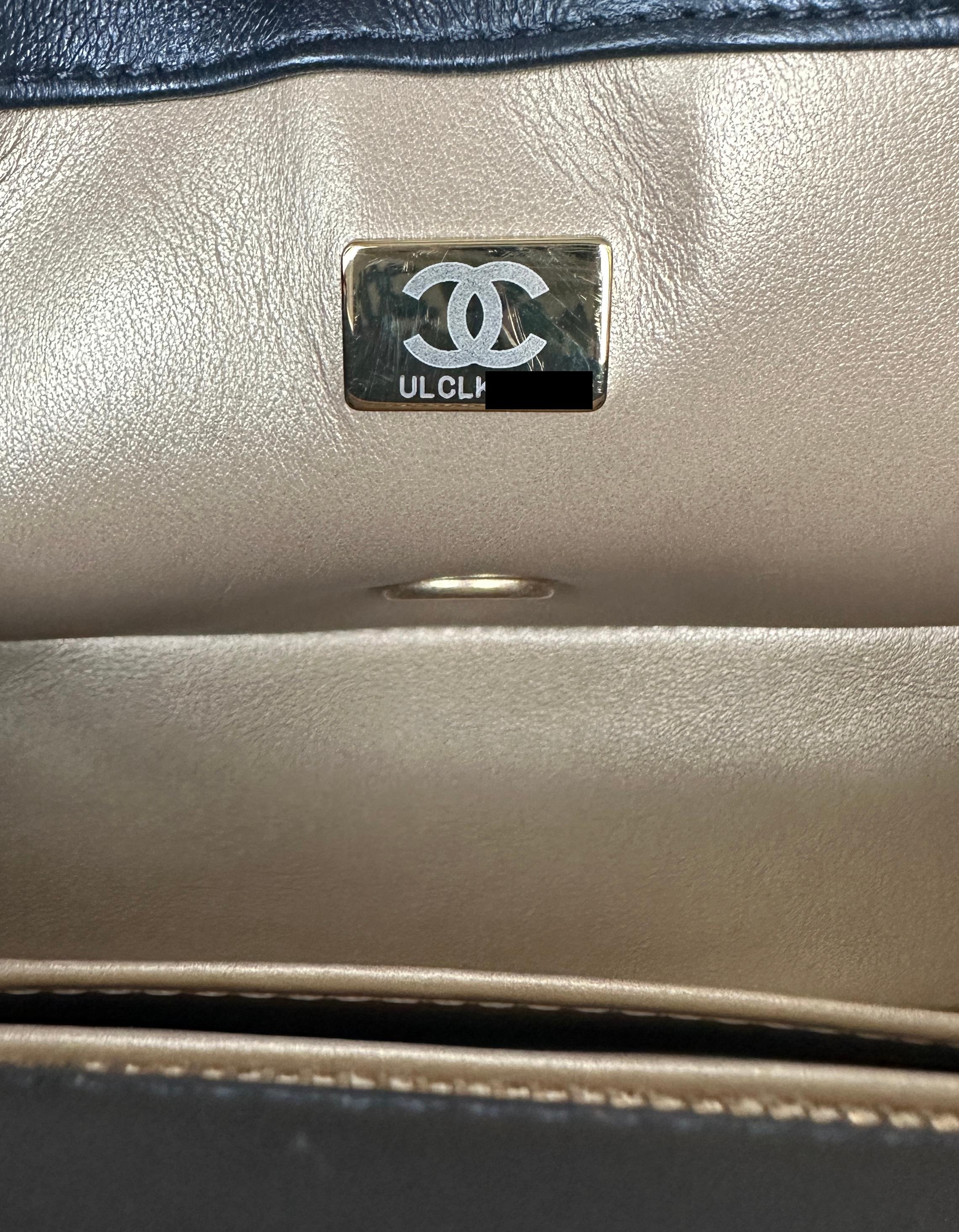 Chanel 2023 Black Lambskin Quilted Rectangular CC Pearl Crush Mini Flap Bag 1