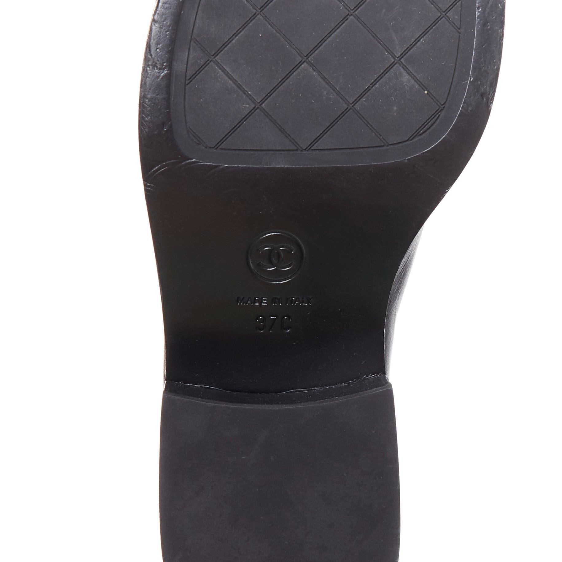 CHANEL 2023 black leather gold CC 5 coin embellished classic loafers EU37 For Sale 5