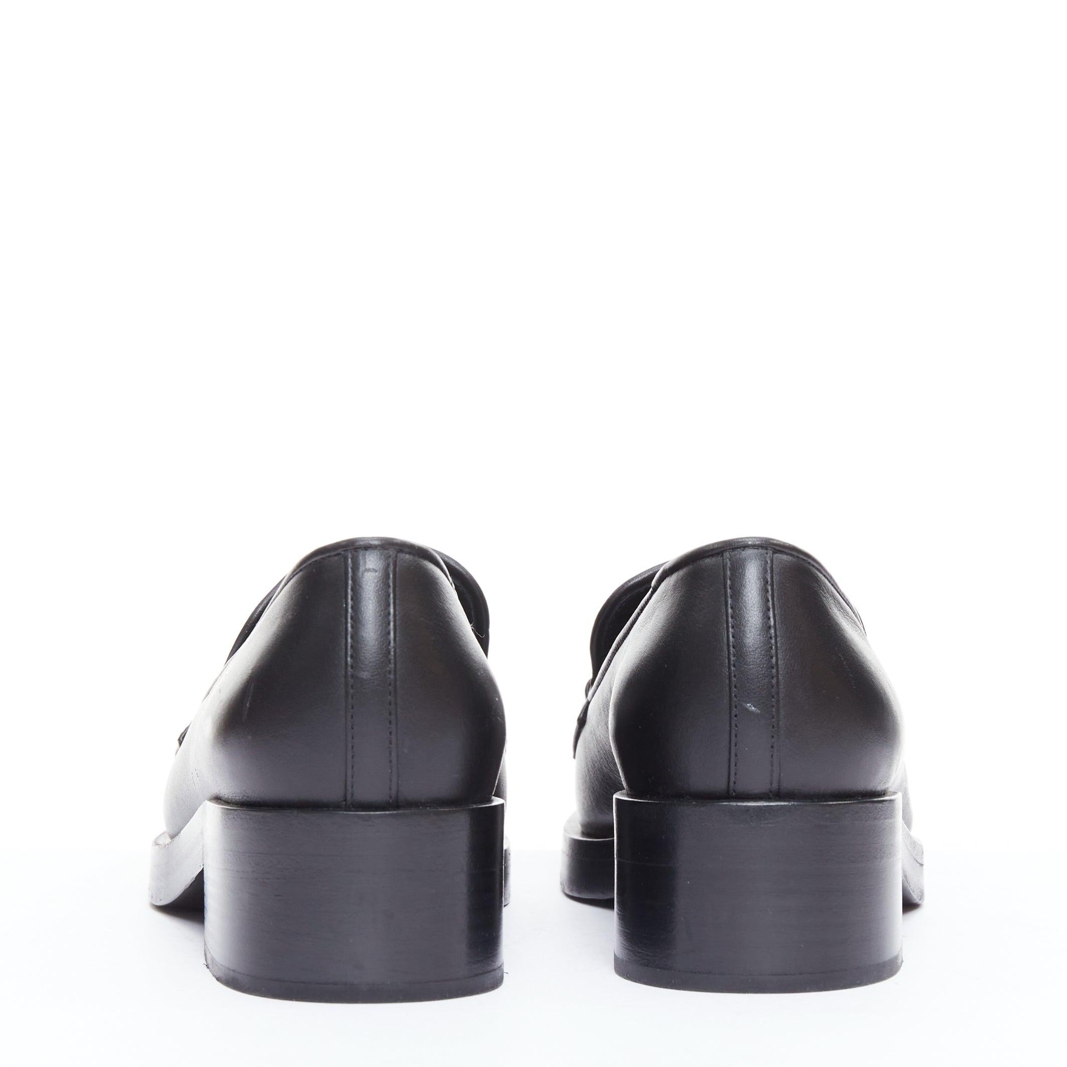 Women's CHANEL 2023 black leather gold CC 5 coin embellished classic loafers EU37 For Sale