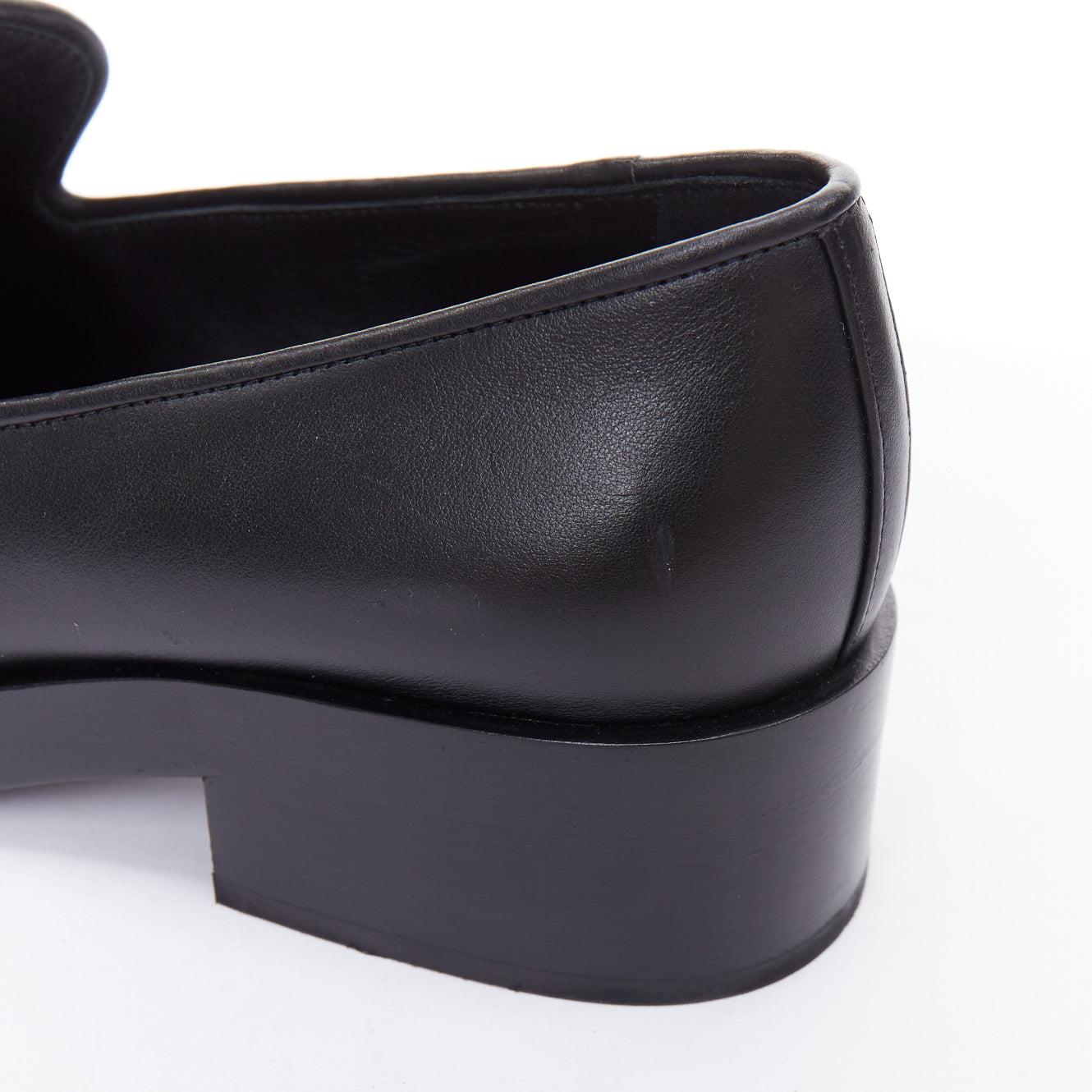 CHANEL 2023 black leather gold CC 5 coin embellished classic loafers EU37 For Sale 3