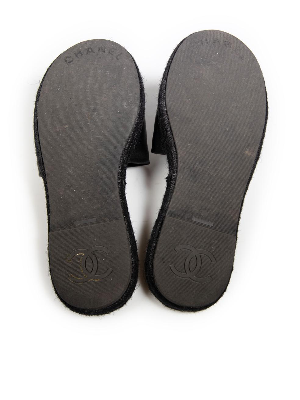 Women's Chanel 2023 Black Leather Interlocking CC Slides Size IT 39