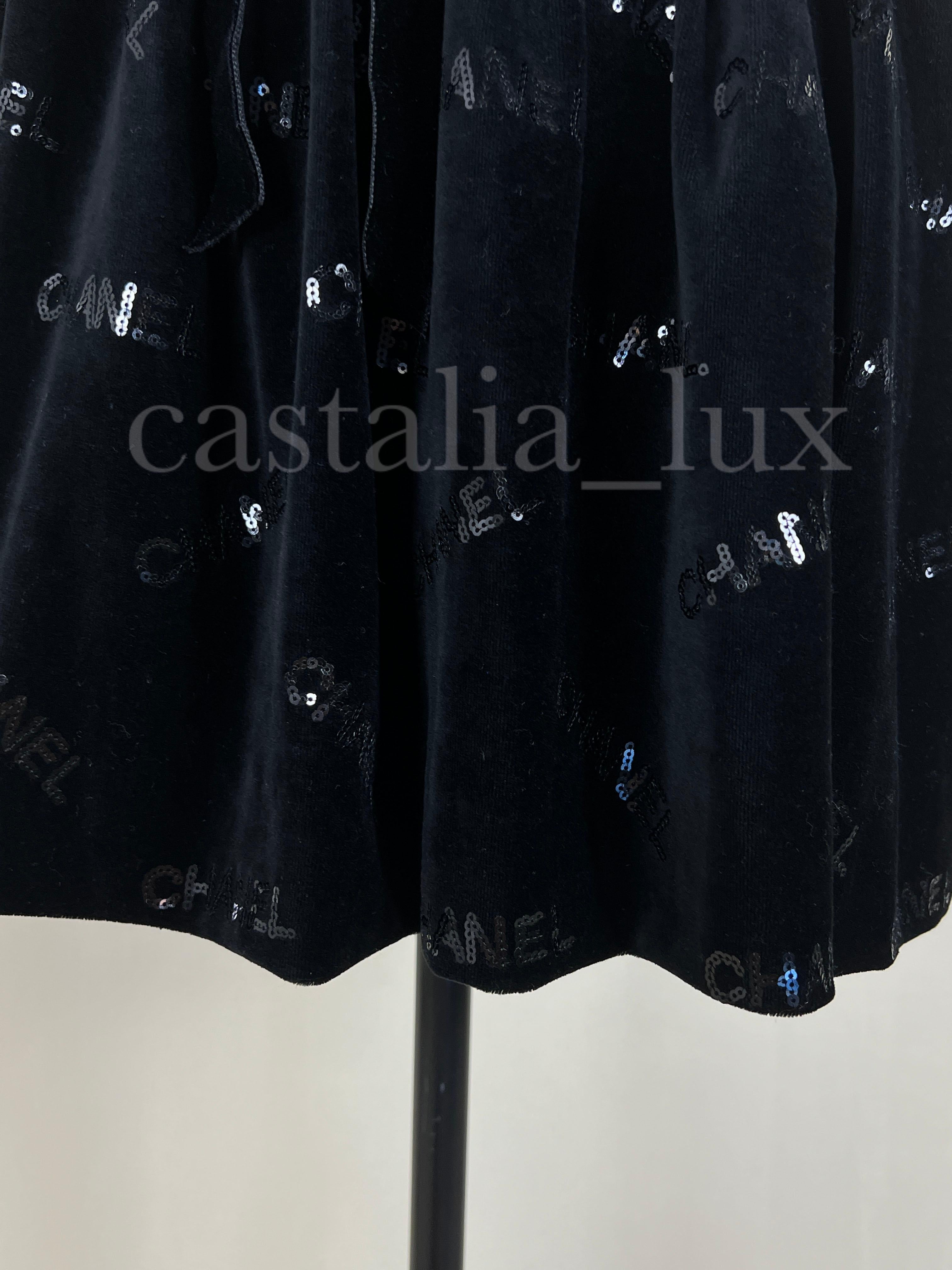Chanel 2023 Black Logo Velvet Skirt 10