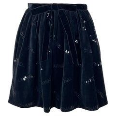 Chanel 2023 Black Logo Velvet Skirt