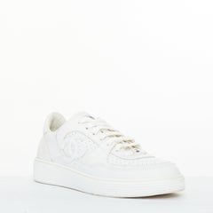 CHANEL 2023 calfskin perforated CC logo low top trainer court sneakers EU38