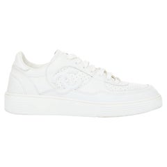 CHANEL 2023 calfskin perforated CC logo low top trainer court sneakers EU38