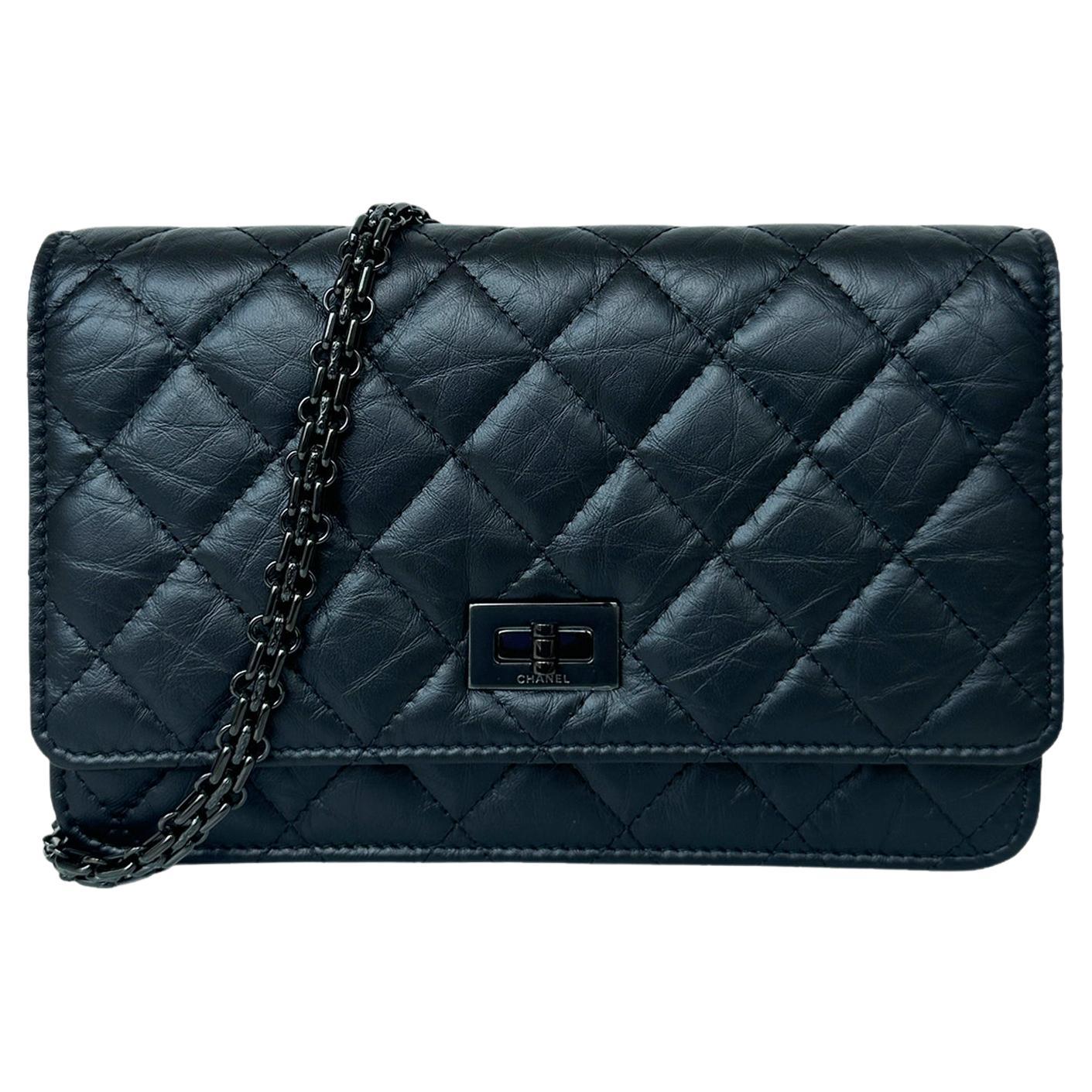 Chanel 2023 Calfskin So Black Quilted Reissue Wallet On Chain WOC Crossbody  Bag For Sale at 1stDibs