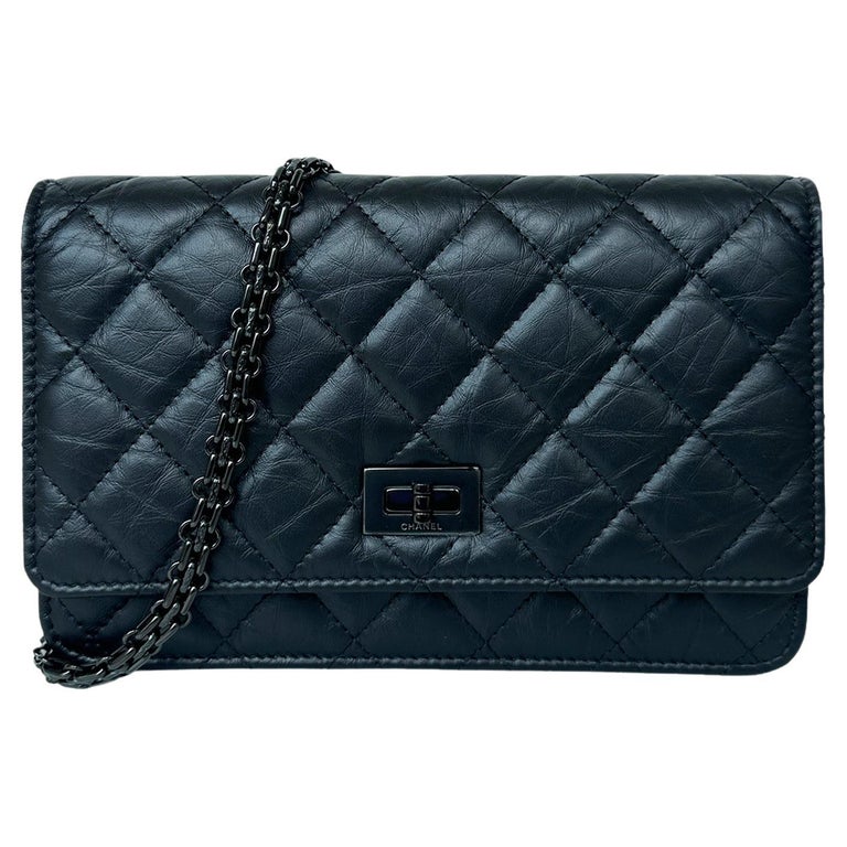 Chanel 2023 Calfskin So Black Quilted Reissue Wallet On Chain WOC