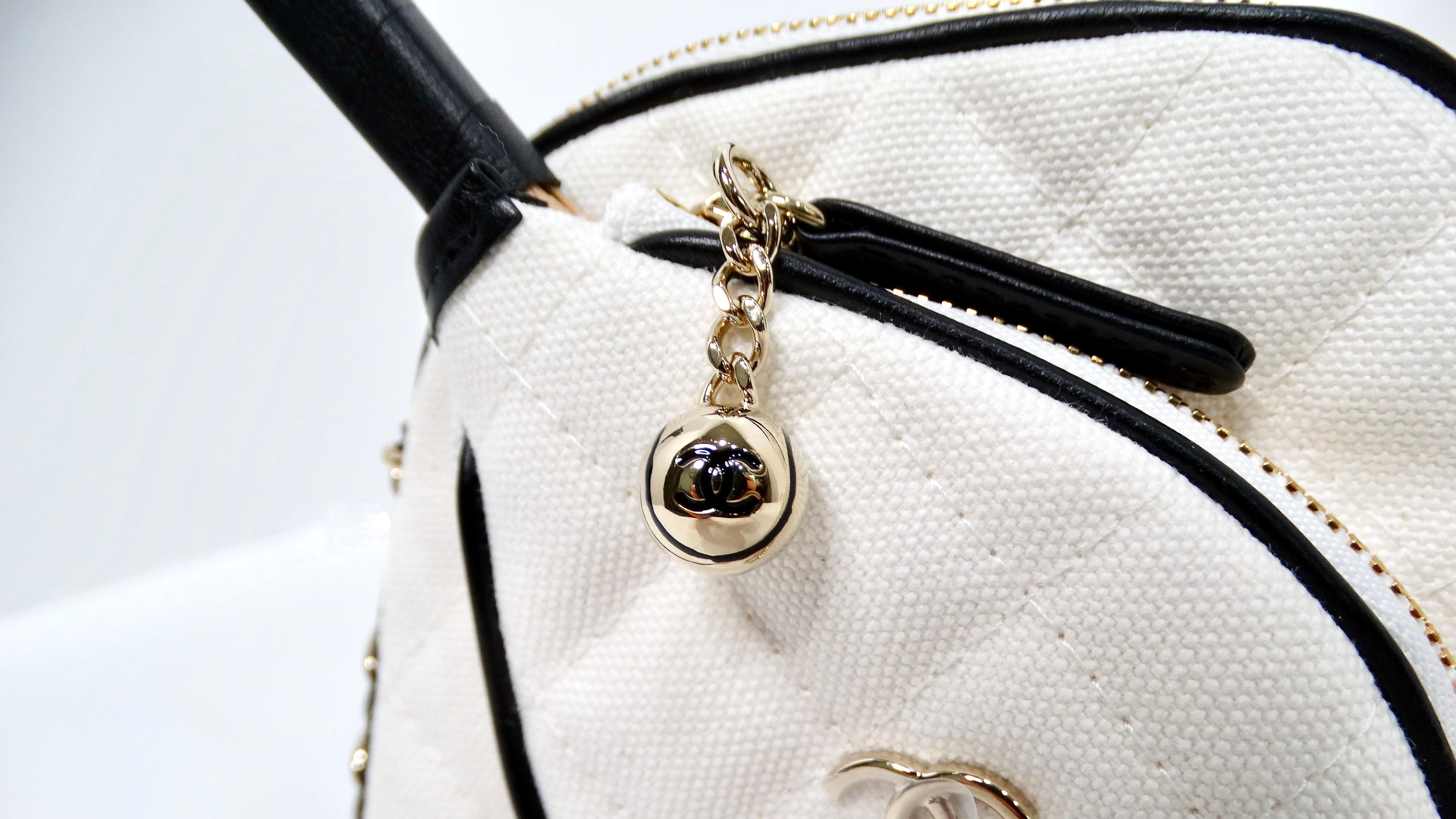 Women's or Men's Chanel 2023 Coco Masters White Mini Tennis Cloth Crossbody Bag For Sale